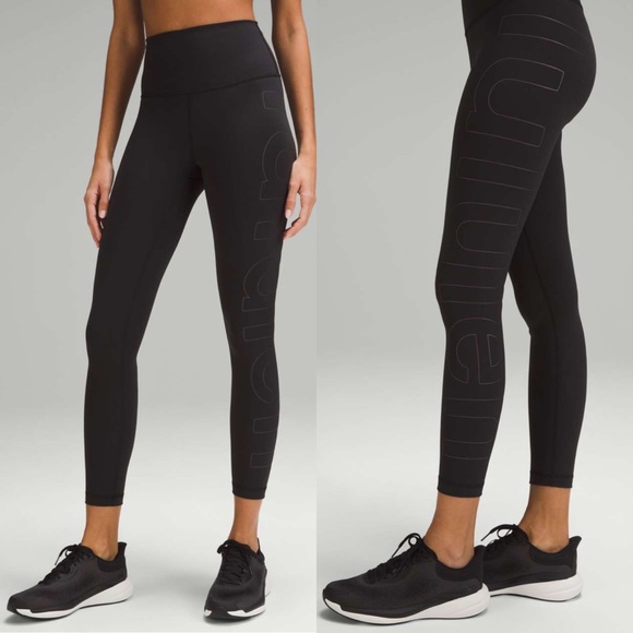 Lululemon Wunder Train High Rise Tight Athletic Legging Black Graphic Logo NWT - Picture 1 of 10